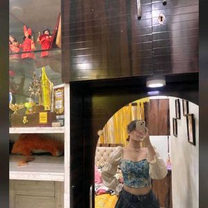 Chic Floral Corset Top with Puff Sleeves