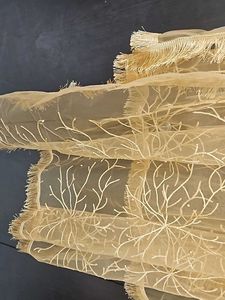 Golden Dupatta With Embroidery N Pearl Work