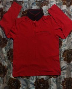Men's Red Long Sleeve Polo Shirt 100℅ cotton