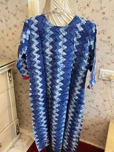 Blue Zigzag Print Kurta with Tassels