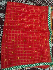 Pink Checked saree