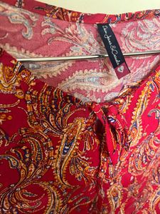 Red Paisley Print Top