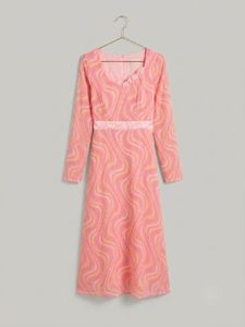 Retro Swirl Print Midi Dress