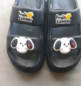 Cute Black Platform Slippers with Charm