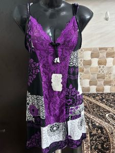 Purple Patchwork Lace Nightgown