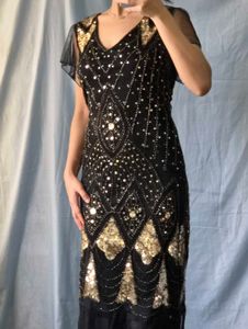 Sparkling Black Sequin Flapper Dress