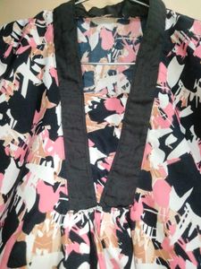 Chic Abstract Print Top style short Kurti