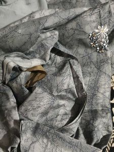 Grey Embroidered unstitched suit material