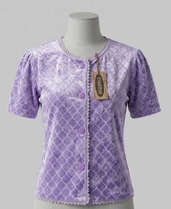 Lavender Velvet Button-Up Top