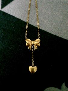 Stainless Steel Bow & Heart Necklace (Pure Anti-ta