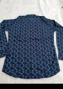 Men's Navy Blue Printed Casual Shirt