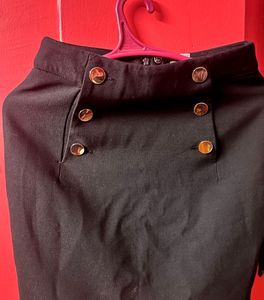 H&amp;m Black Mini Skirt with Gold Buttons