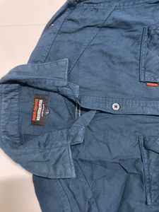 Men's Blue Long Sleeve Button-Up Shirt