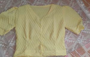 Yellow Puff Sleeve Blouse