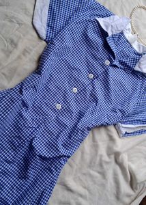🧊Elodie Royal Blue Gingham Shirt Dress