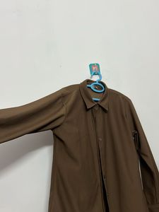 Brown Oversized Button-Up Shirt