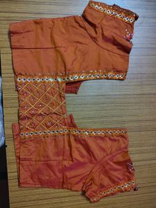 Embellished Orange Silk Blouse