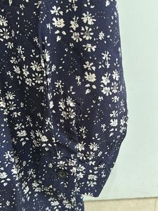 Navy Floral Print Button-Up Tunic