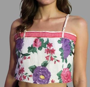 Chic Floral CropTop with Adjustable Straps.Bust:26