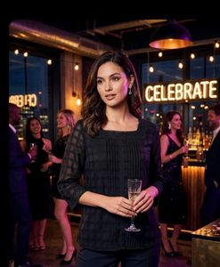 Elegant Black Mesh Blouse