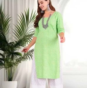 Vibrant Green Striped Kurta