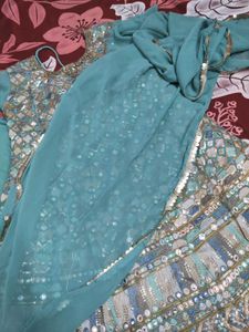 Elegant Sky Blue Sharara Suit