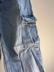 Womens Light Wash Cargo Jeans