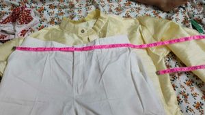 Men's Yellow Silk Kurta