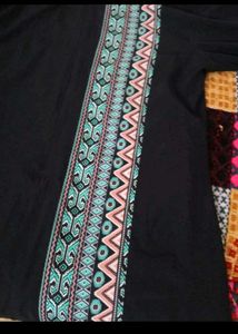 Elegant Black Kurta with Geometric Detail