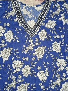 Blue Floral Print Kurta