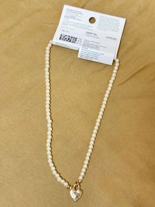 H&amp;M Pearl Necklace with Heart Charm
