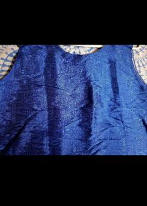 Blue Sleeveless Button-Up Top
