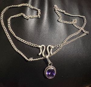 Silver(Chaandi) Chain with Purple Pendant
