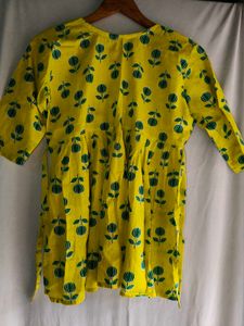 Yellow Printed Kurta