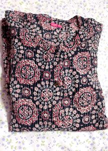 Printed Kurta with Black Bottom