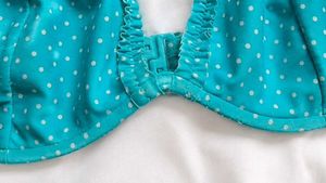 Cute Teal Polka Dot Bikini Top