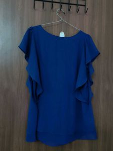 Chic Blue Cap Sleeve Top