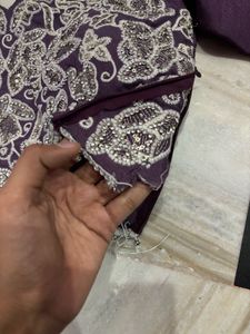 Embroidered Purple Blouse , plazo wit