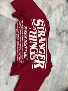 y2k Stranger Things off shoulder cropped tshirt