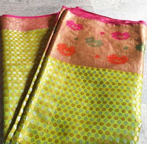 Fluorescent Green Saree