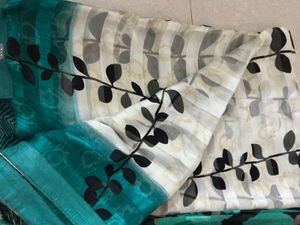 Beautiful Printed Teal Saree