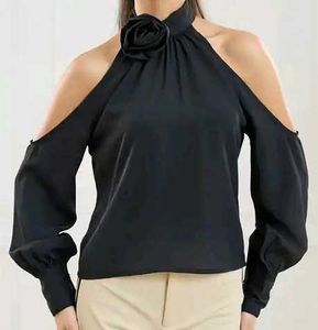 Chic Black Cold Shoulder Blouse