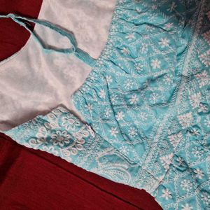 Boho Blue Peplum Tank Top