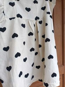Cream Heart Print Top