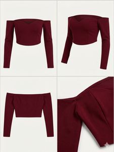 Chic burgundy Off-Shoulder Crop Top