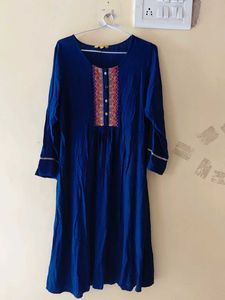 Vibrant Blue Embroidered Kurti