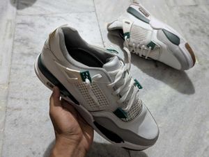 Stylish White &amp; Green Sneakers