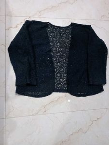 Beautiful Rose Pattern Black Fancy Shrug