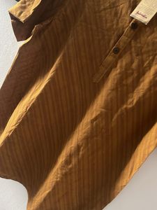 Men's Brown Striped Kurta