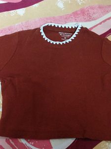 Women's Burgundy Crocheted Neck Top